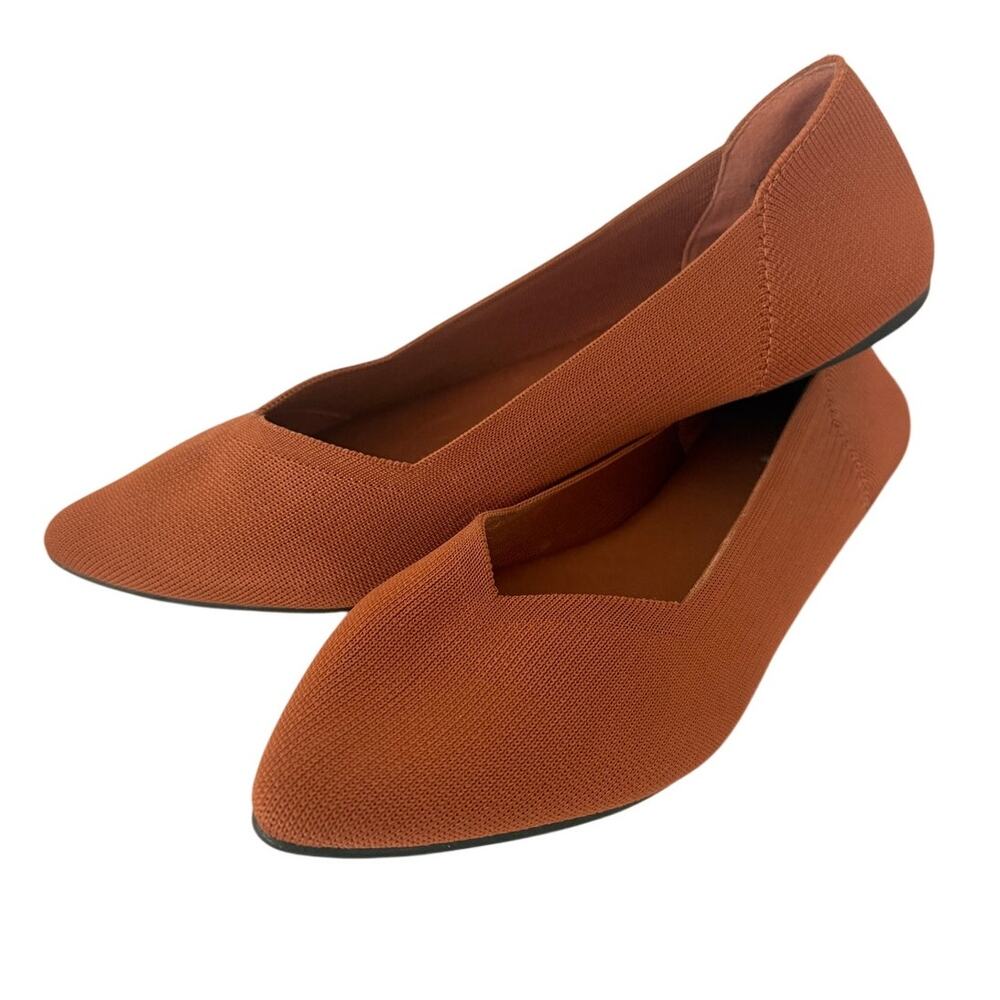 MIA Burt Orange Elanna Knit Pointed Toe Ballet Flats Size 8.5 Fall Preppy Comfy
